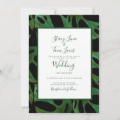 Monstera Botanical Leaf Green Wedding Black Kaart (Voorkant)