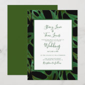 Monstera Botanical Leaf Green Wedding Black Kaart (Voorkant / Achterkant)