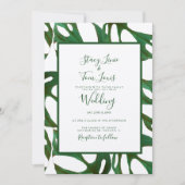 Monstera Botanical Leaf Green Wedding Brown Kaart (Voorkant)