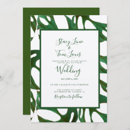 Monstera Botanical Leaf Green Wedding Brown Kaart