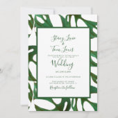 Monstera botanisch blad groen wit bruiloft kaart (Voorkant)