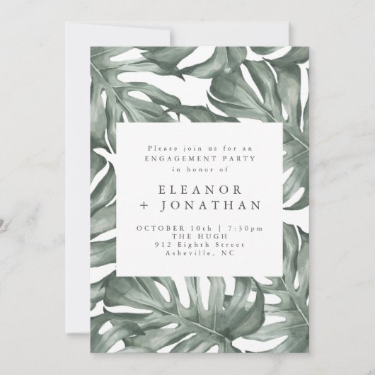 Monstera Botanische Waterverf Engagement Party Kaart (Voorkant)