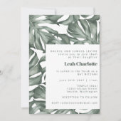 Monstera Botanische Waterverf Groene Bat Mitzvah Kaart (Voorkant)