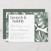 Monstera Botanische Waterverf Groene brunch Bubble Kaart (Voorkant / Achterkant)