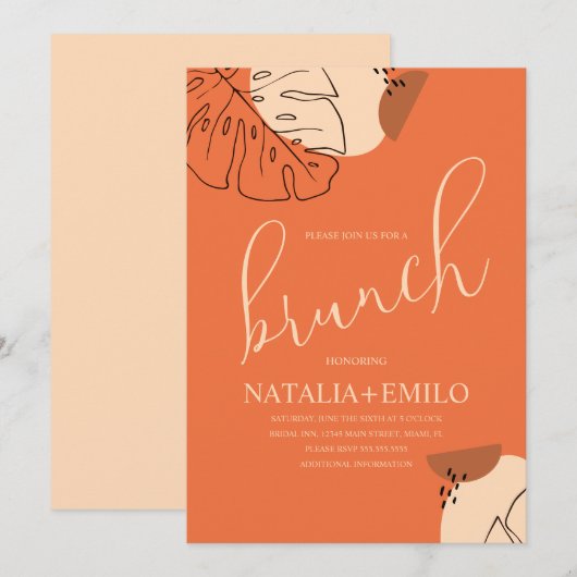 Monstera Brunch Shapes Vrijgezellenfeest Brunch Kaart (Voorkant / Achterkant)