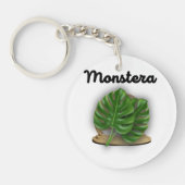 Monstera Cirkel Acrylaat Sleutelhanger (Voorkant)