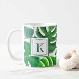 Monstera Deliciosa Bladeren Jungle Patroon Monogra Koffiemok