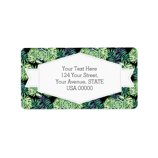 Monstera Deliciosa Hawaiian Island Tropics Leaves Etiket (Voorkant)