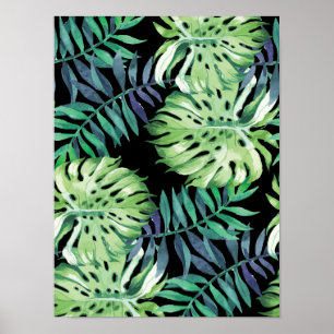 Monstera Deliciosa Hawaiian Island Tropics Leaves Poster