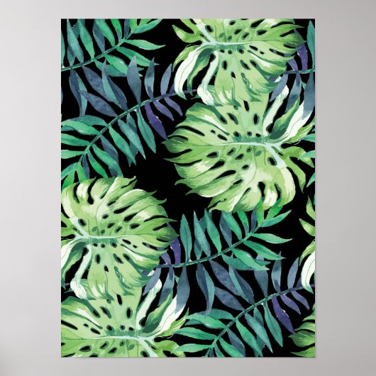 Monstera Deliciosa Hawaiian Island Tropics Leaves Poster (Voorkant)