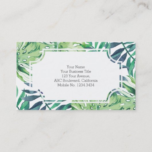 Monstera Deliciosa Hawaiian Island Tropics Leaves Visitekaartje (Achterkant)