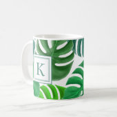 Monstera Deliciosa laat Oerwoud Patroonmonogram Koffiemok (Voorkant links)