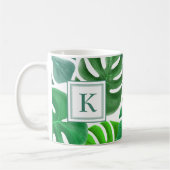 Monstera Deliciosa laat Oerwoud Patroonmonogram Koffiemok (Links)