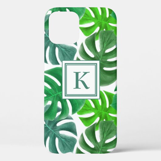 Monstera Deliciosa Leaves Pattern Monogramed Case-Mate iPhone Case (Achterkant)