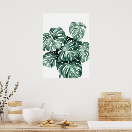 Monstera Deliciosa Leaves Poster (Keuken)