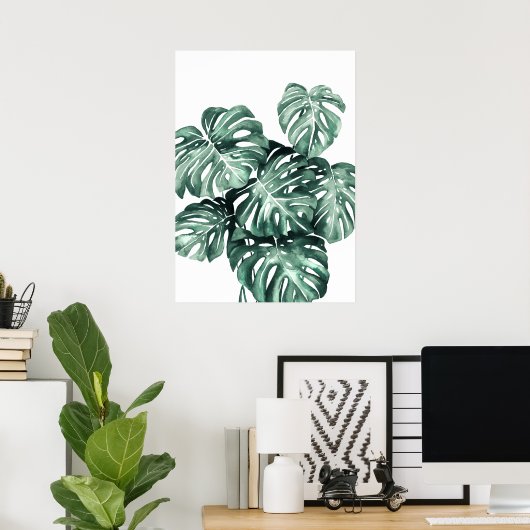 Monstera Deliciosa Leaves Poster (Thuiskantoor)