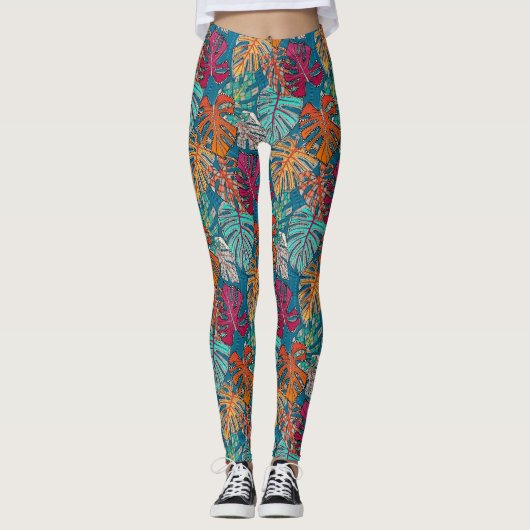monstera deliciosa pauock leggings (Voorkant)