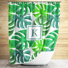 Monstera Deliciosa Plant laat patroonmonogram Douchegordijn