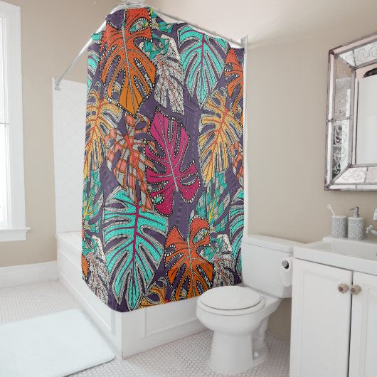 monstera deliciosa plum douchegordijn (In situ)