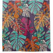 monstera deliciosa plum douchegordijn (Voorkant)