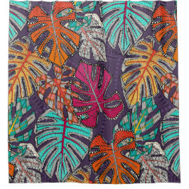 monstera deliciosa plum douchegordijn