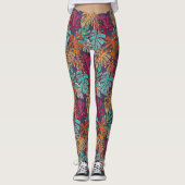 monstera deliciosa plum leggings (Voorkant)