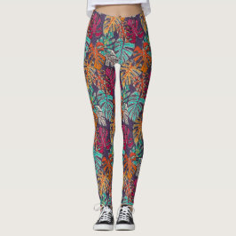 monstera deliciosa plum leggings