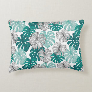 Monstera Duo Toon: minimale tropen Accent Kussen
