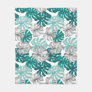 Monstera Duo Toon: minimale tropen Fleece Deken