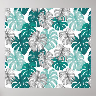 Monstera Duo Toon: minimale tropen Poster