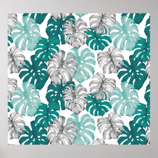 Monstera Duo Toon: minimale tropen Poster (Voorkant)