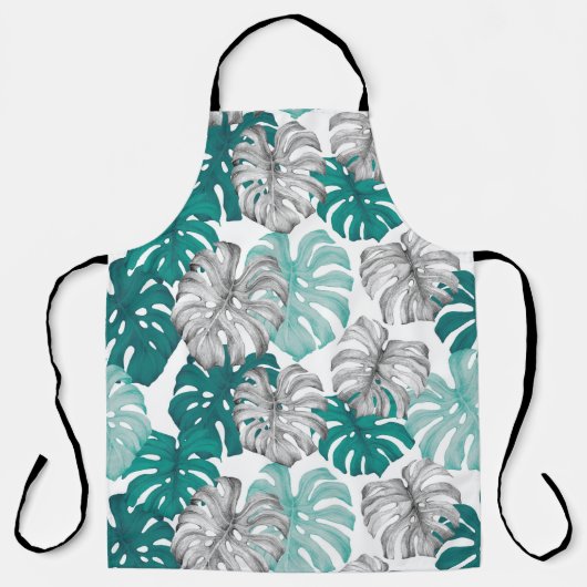 Monstera Duo Toon: minimale tropen Schort (Voorkant)