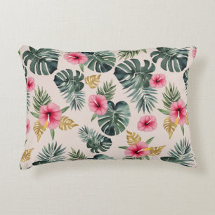 Monstera en Hibiscus patroon Accent Kussen