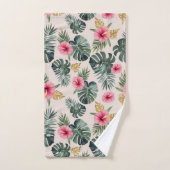 Monstera en Hibiscus patroon Bad Handdoek (Handdoek)