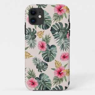 Monstera en Hibiscus patroon Case-Mate iPhone Case