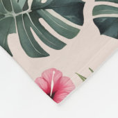 Monstera en Hibiscus patroon Fleece Deken (Hoek)