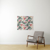 Monstera en Hibiscus patroon Wandkleed (In Situ (horizontaal))