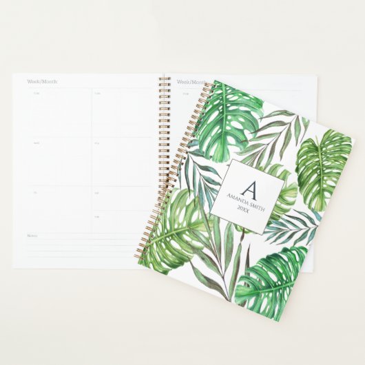 Monstera en palmbladeren planner (Display)