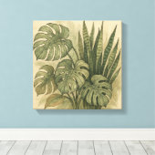 Monstera en Snake Plant Botanisch gebladerte Canvas Afdruk (Insitu (Houten vloer))