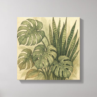  Monstera en Snake Plant Botanisch gebladerte Canvas Afdruk