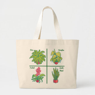 Monstera, Fern, Orchid, snake plant. Pixel Art Grote Tote Bag