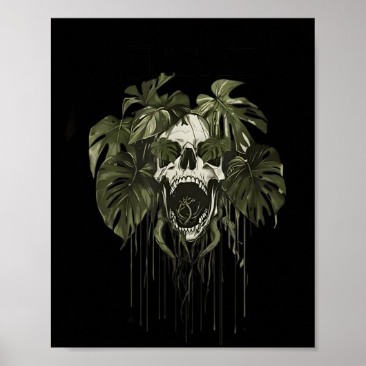 Monstera Funny Skull Plant Lover Nge Gardener Wome Poster (Voorkant)