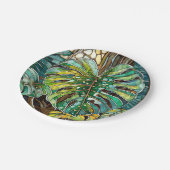 Monstera gebrandschilderd glas papieren bordje (Gekanteld)