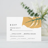 Monstera | Geel | Bruiloft RSVP maaltijd keuze (Staand voorkant)