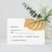 Monstera | Geel |  Huwelijksreactie RSVP (Staand voorkant)