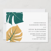 Monstera | Geel | Philodendron bladeren Wedding Kaart (Voorkant)