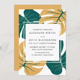 Monstera | Geel | Tropische Lijst-bruiloft met bla Kaart