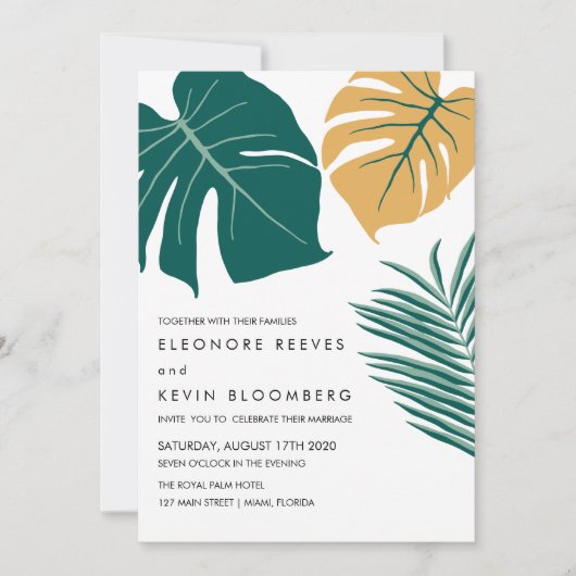 Monstera | Geel | Tropische olifantenweddenschap Kaart (Voorkant)