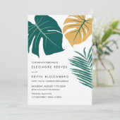 Monstera | Geel | Tropische olifantenweddenschap Kaart (Staand voorkant)