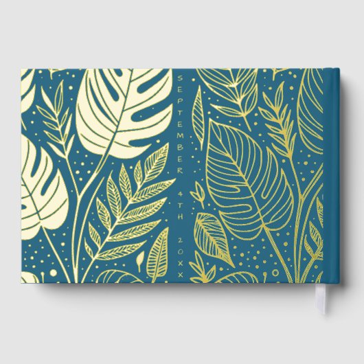 Monstera Gold Foliage Wedding Gastenboek (Achterkant)